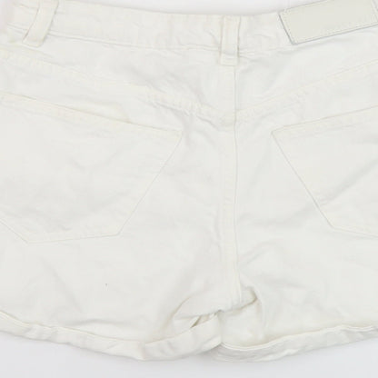 Noisy may Womens White Cotton Mom Shorts Size S L3 in Regular Button