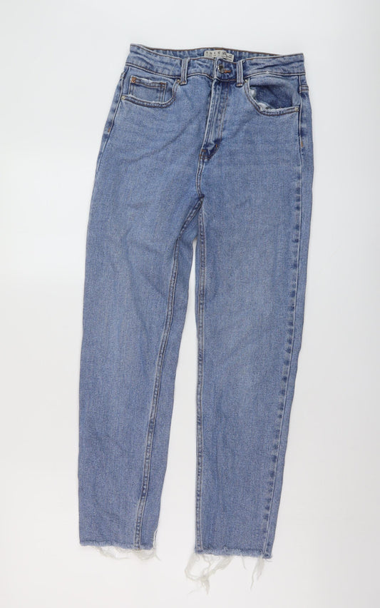 Denim & Co. Womens Blue Cotton Mom Jeans Size 8 L25 in Regular Button