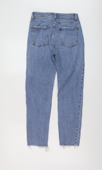 Denim & Co. Womens Blue Cotton Mom Jeans Size 8 L25 in Regular Button