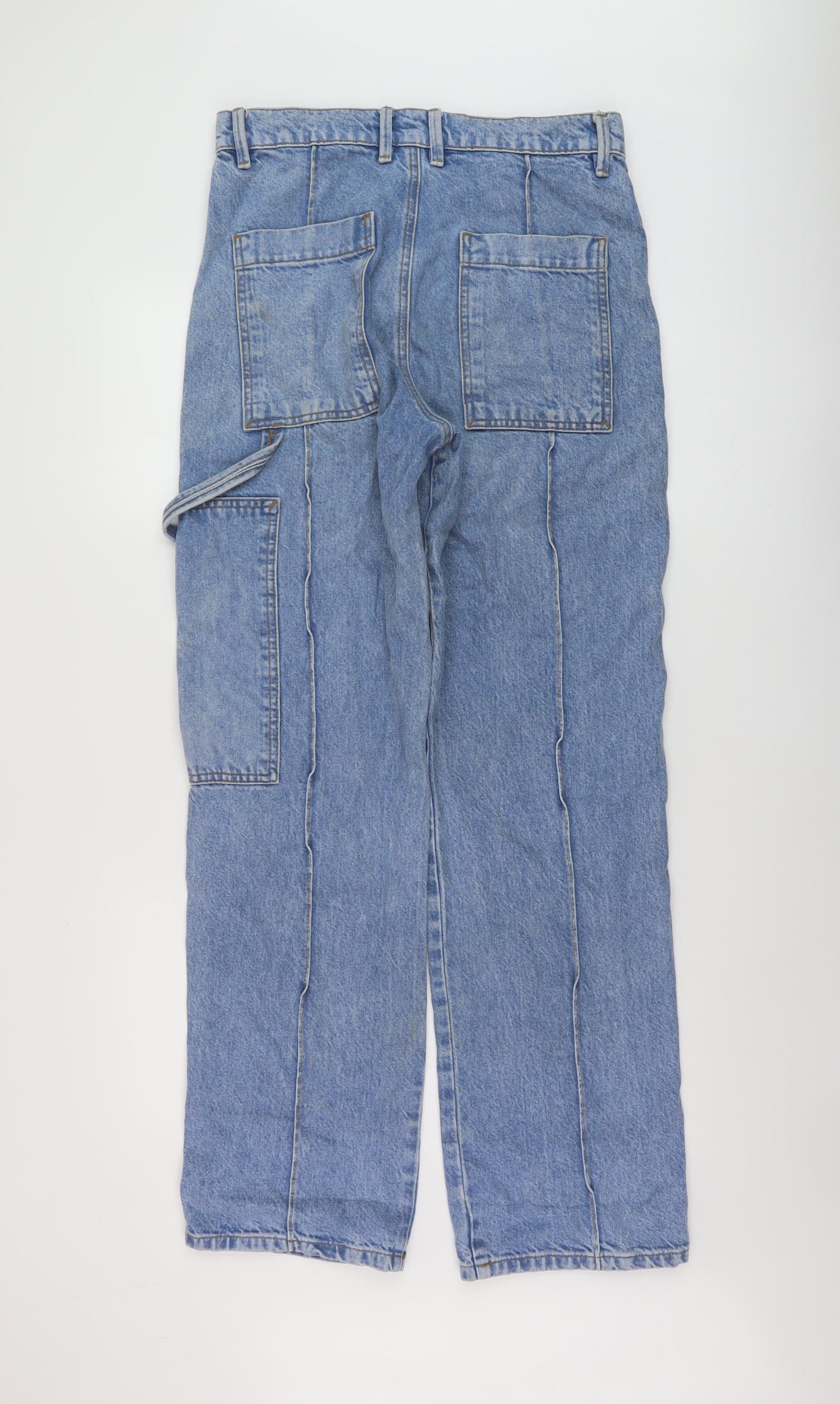Zara Womens Blue Cotton Wide-Leg Jeans Size 30 in L32 in Regular Button