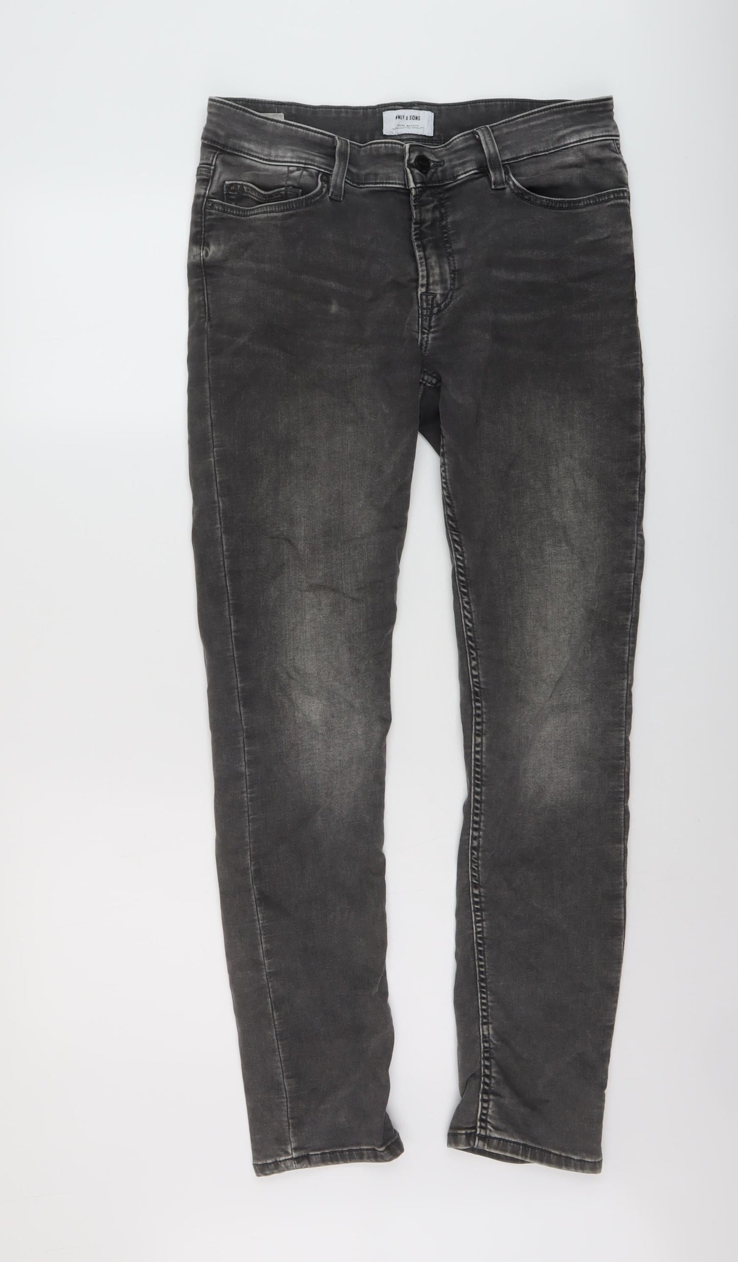 Mens UK Size 30 in ONLY & SONS Regular Fit Skinny Grey Jeans