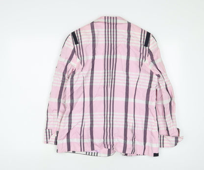Basler Womens Pink Plaid Cotton Blazer Jacket Size 14
