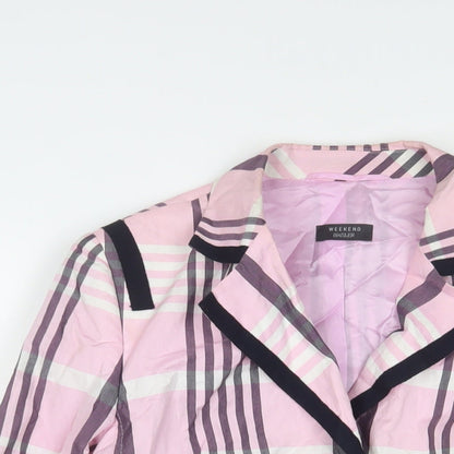 Basler Womens Pink Plaid Cotton Blazer Jacket Size 14