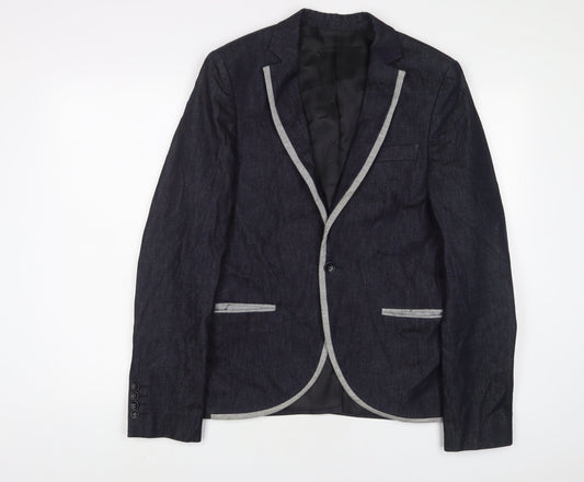 Mens UK Size 38 Topman Regular Blue Suit Jacket