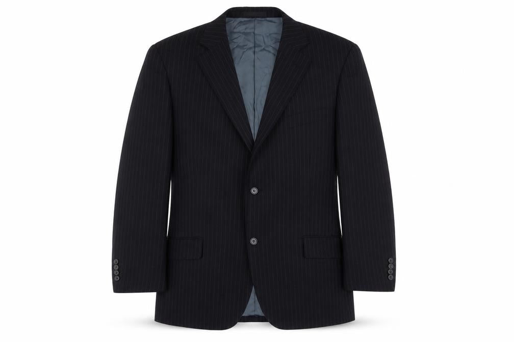 Greenwoods Mens Blue Striped Polyester Jacket Suit Jacket Size 44 Regular