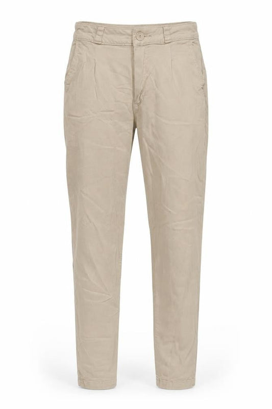 Front view of Denim & Co. women’s beige cotton skinny jeans, size UK 8, 30-inch leg regular zip