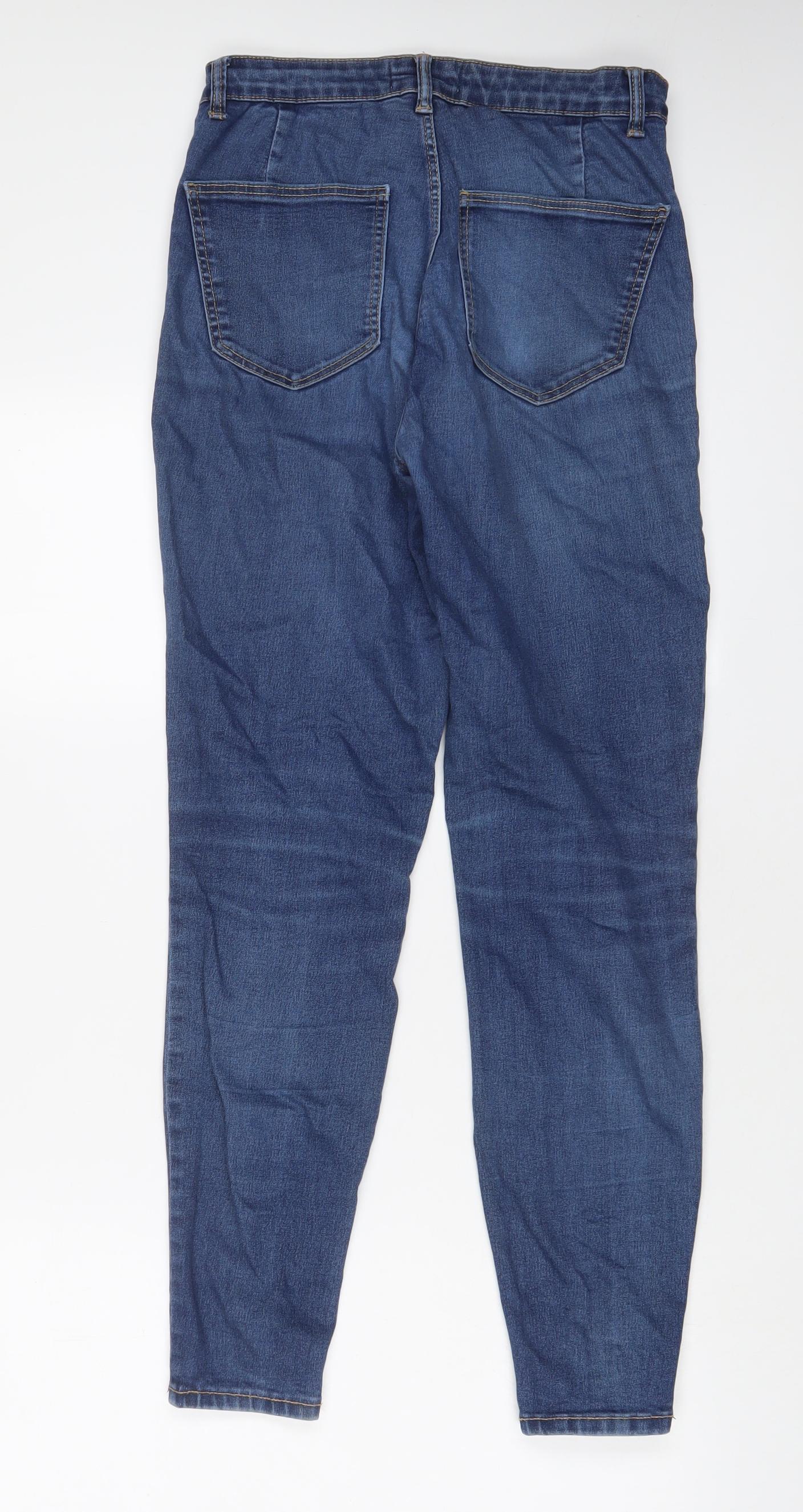 Zara Womens Blue Cotton Skinny Jeans Size 10 L28 in Regular Zip