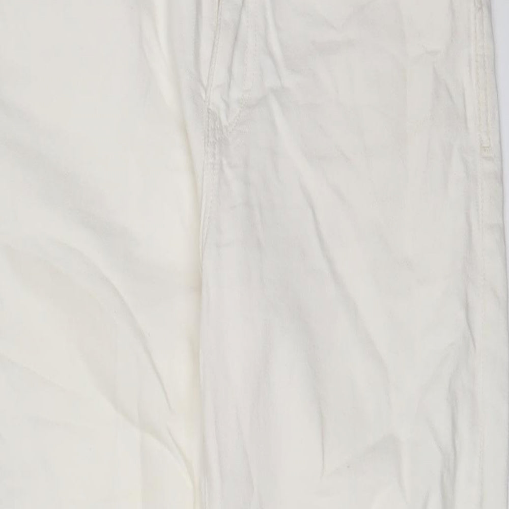 Zara Womens White Cotton Straight Jeans Size 10 L28 in Regular Zip