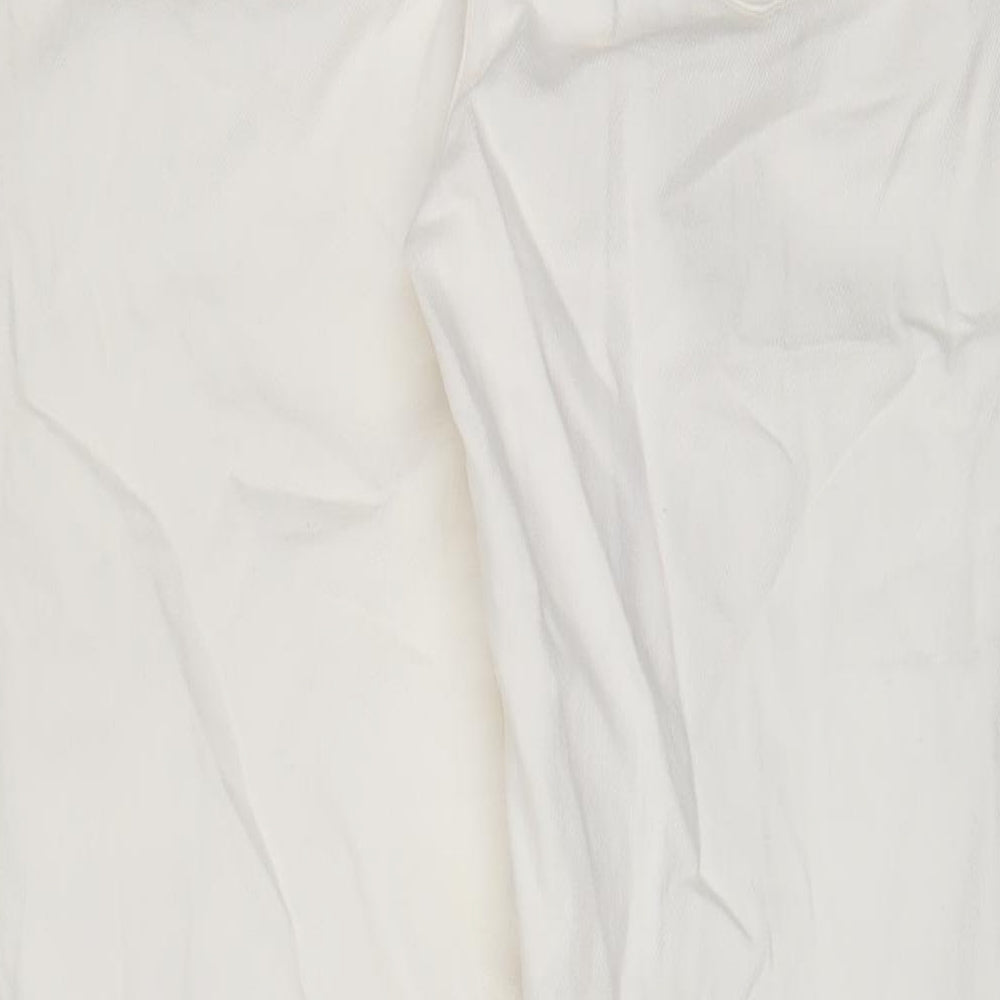 Zara Womens White Cotton Straight Jeans Size 10 L28 in Regular Zip