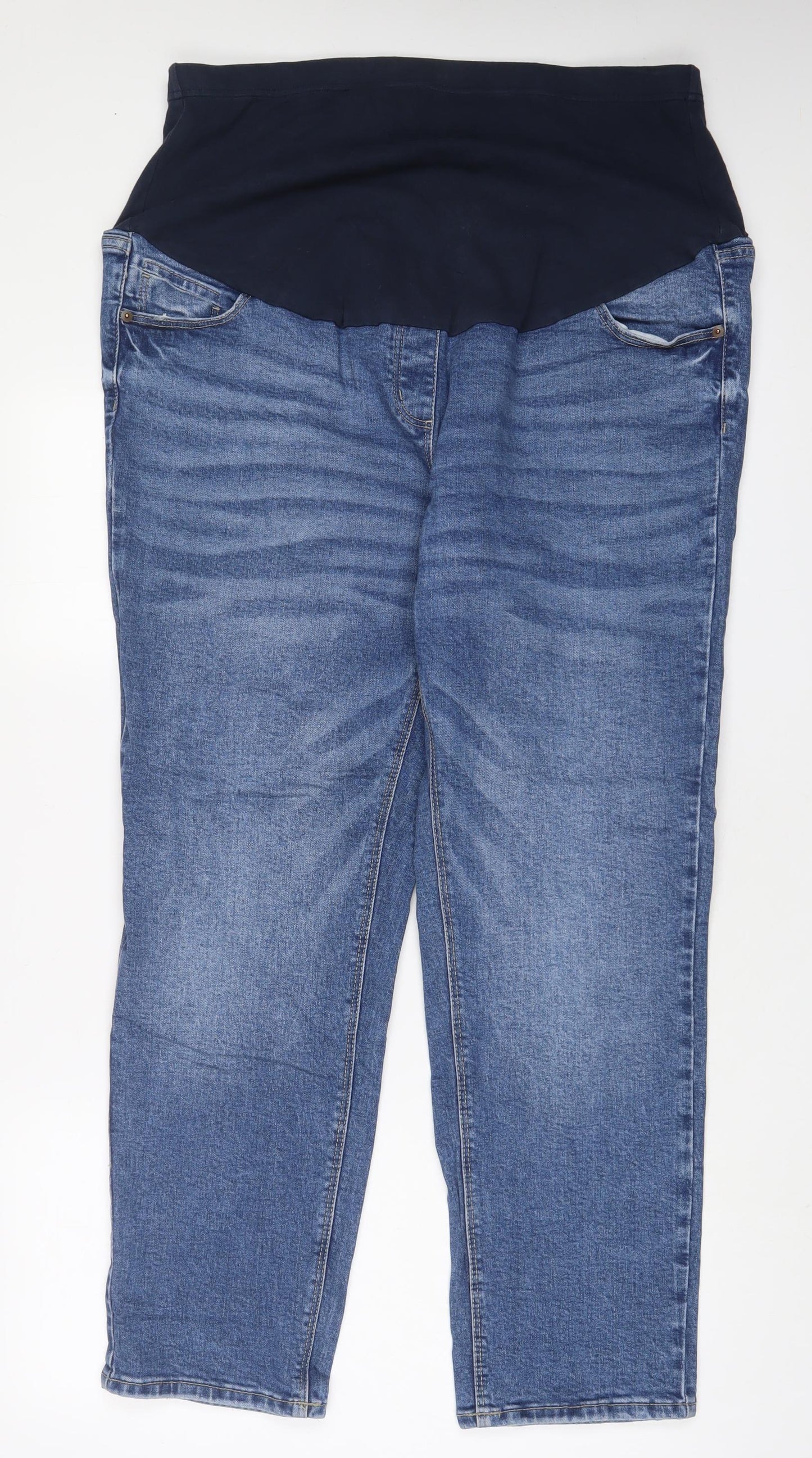 George Womens Blue Cotton Straight Jeans Size 18 L30 in Regular