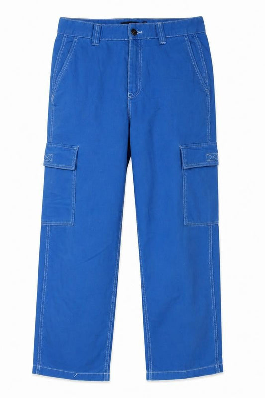 Womens UK Size 14 Bershka Regular Fit Wide-Leg Blue Jeans