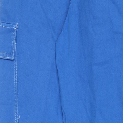 Bershka Womens Blue Cotton Wide-Leg Jeans Size 14 L30 in Regular Zip