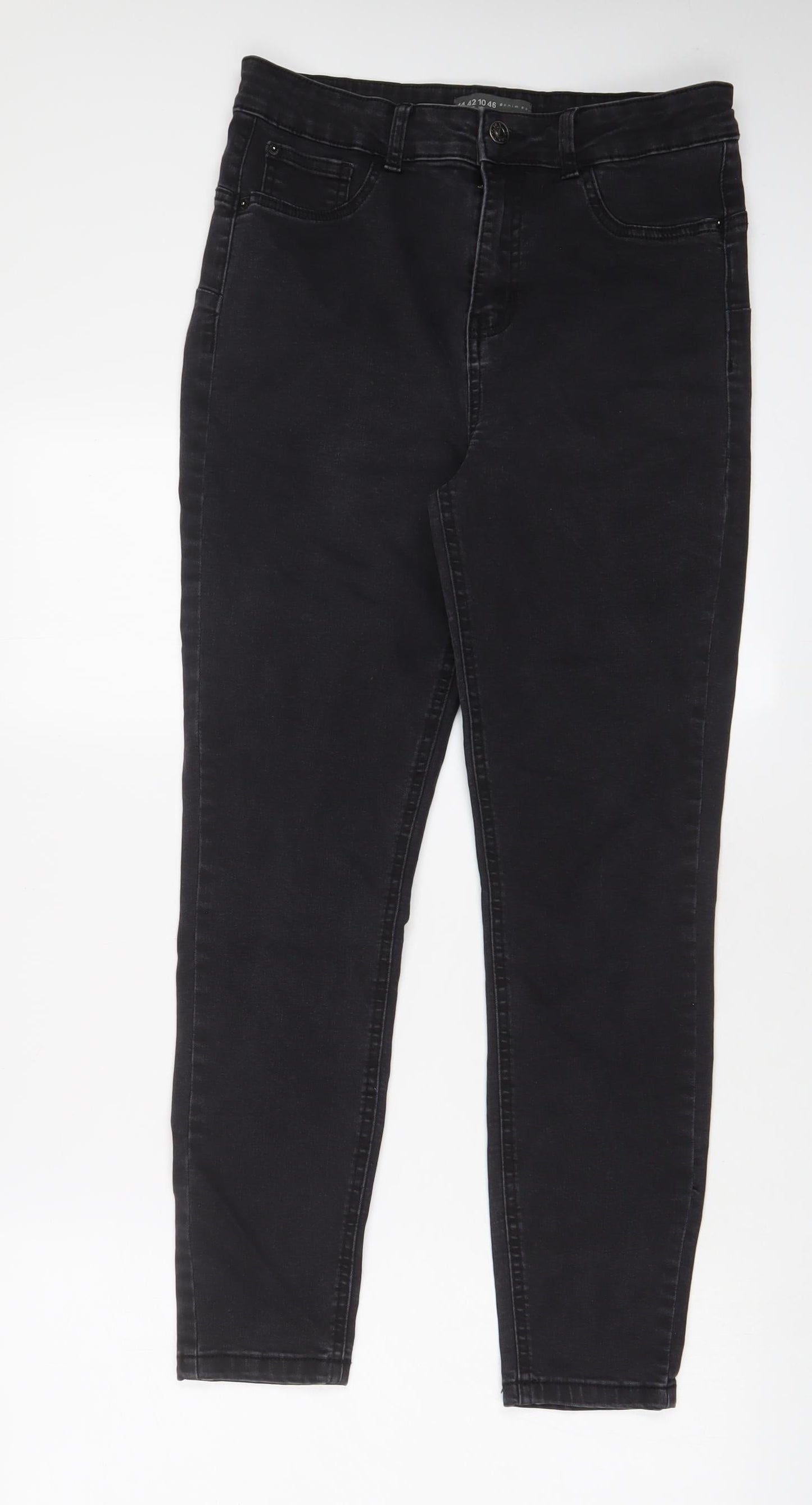 Denim & Co. Womens Grey Cotton Skinny Jeans Size 14 L28 in Regular Zip