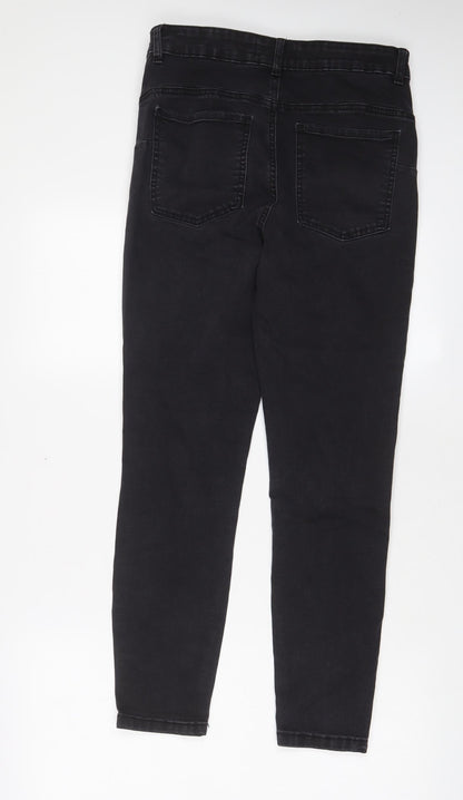 Denim & Co. Womens Grey Cotton Skinny Jeans Size 14 L28 in Regular Zip