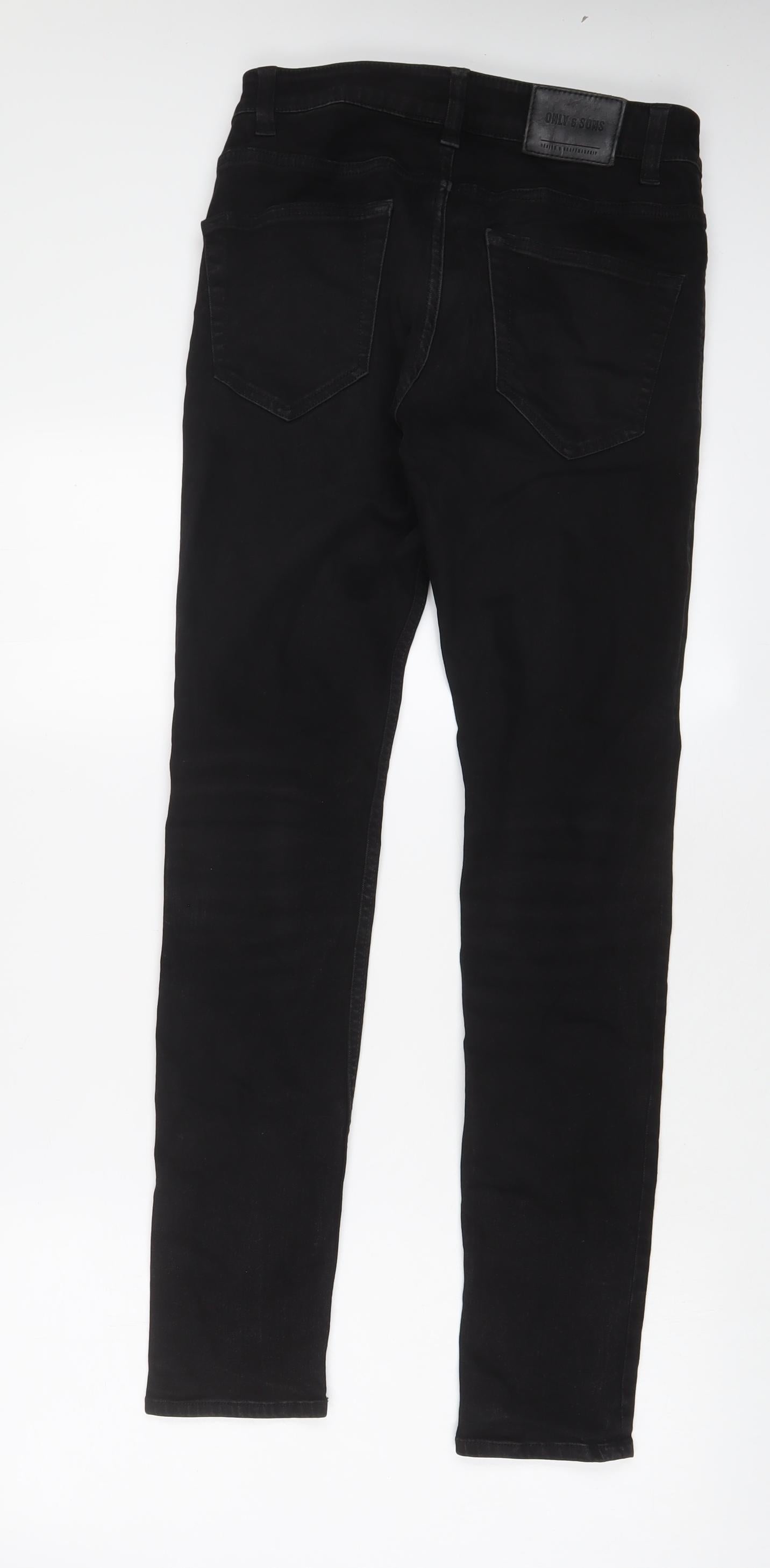Mens UK Size 28 in ONLY & SONS Regular Fit Skinny Black Jeans