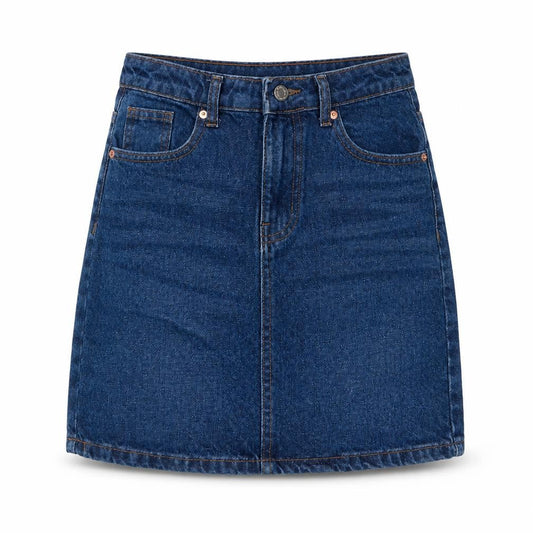 Don't think twice Womens Blue Cotton A-Line Skirt Size 8 Zip