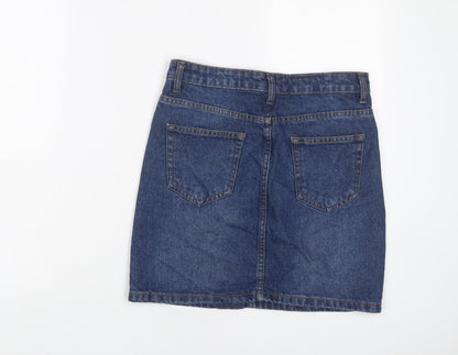 Don't think twice Womens Blue Cotton A-Line Skirt Size 8 Zip