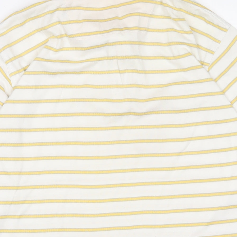 Ashworth Mens Yellow Striped Polyester Polo Size M Collared Button