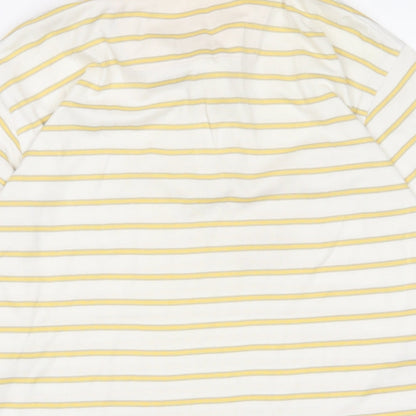 Ashworth Mens Yellow Striped Polyester Polo Size M Collared Button