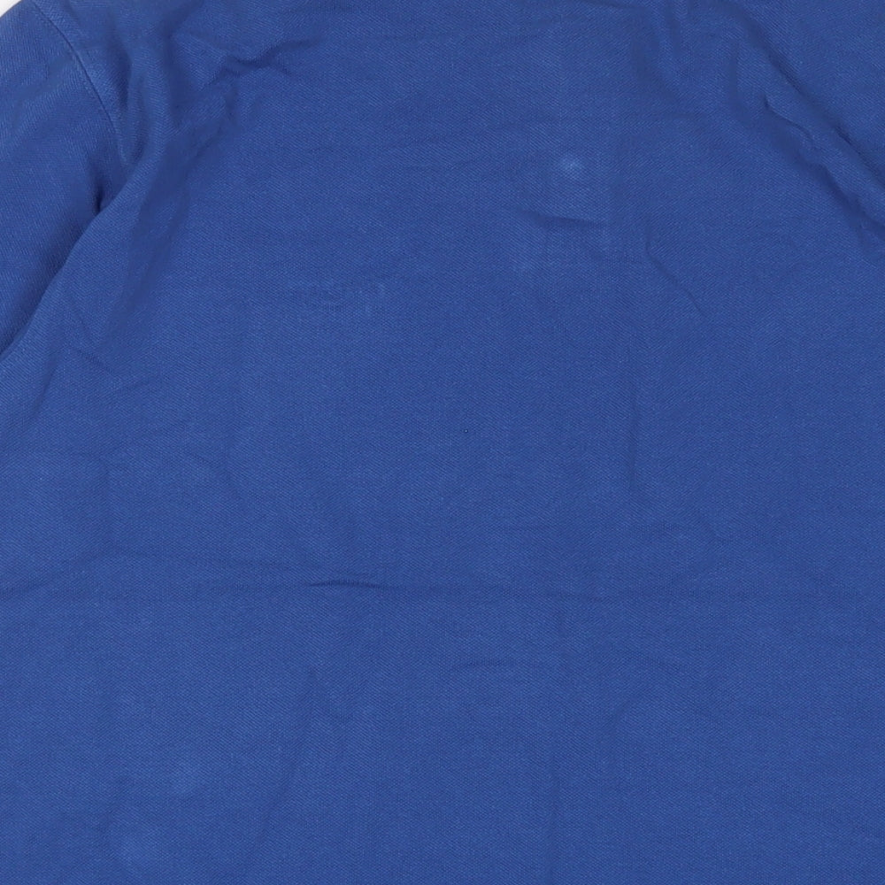 Cotton Traders Mens Blue Cotton Polo Size M Collared Button - Logo, Embroidered