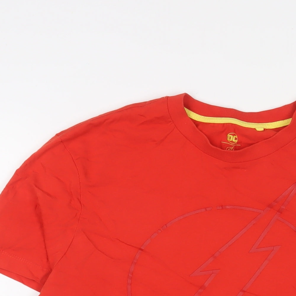 The flash Mens Red Cotton T-Shirt Size L Crew Neck