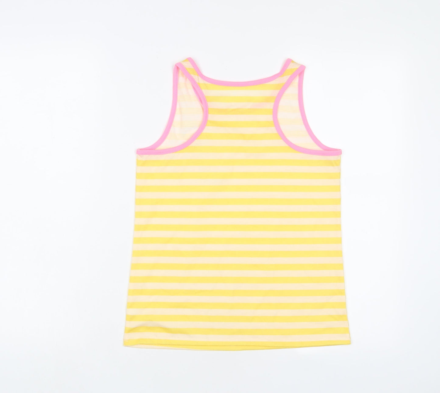 Cat & Jack Girls Yellow Striped Cotton Basic Tank Size 14 Years Scoop Neck Pullover - Rainbows