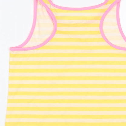 Cat & Jack Girls Yellow Striped Cotton Basic Tank Size 14 Years Scoop Neck Pullover - Rainbows