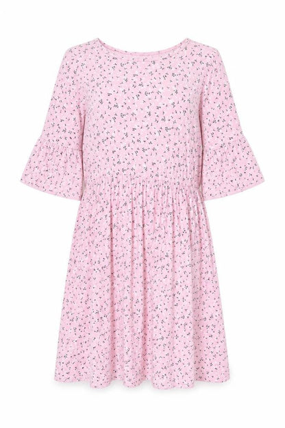 Boohoo Womens Pink Floral Viscose A-Line Size 8 Crew Neck Pullover