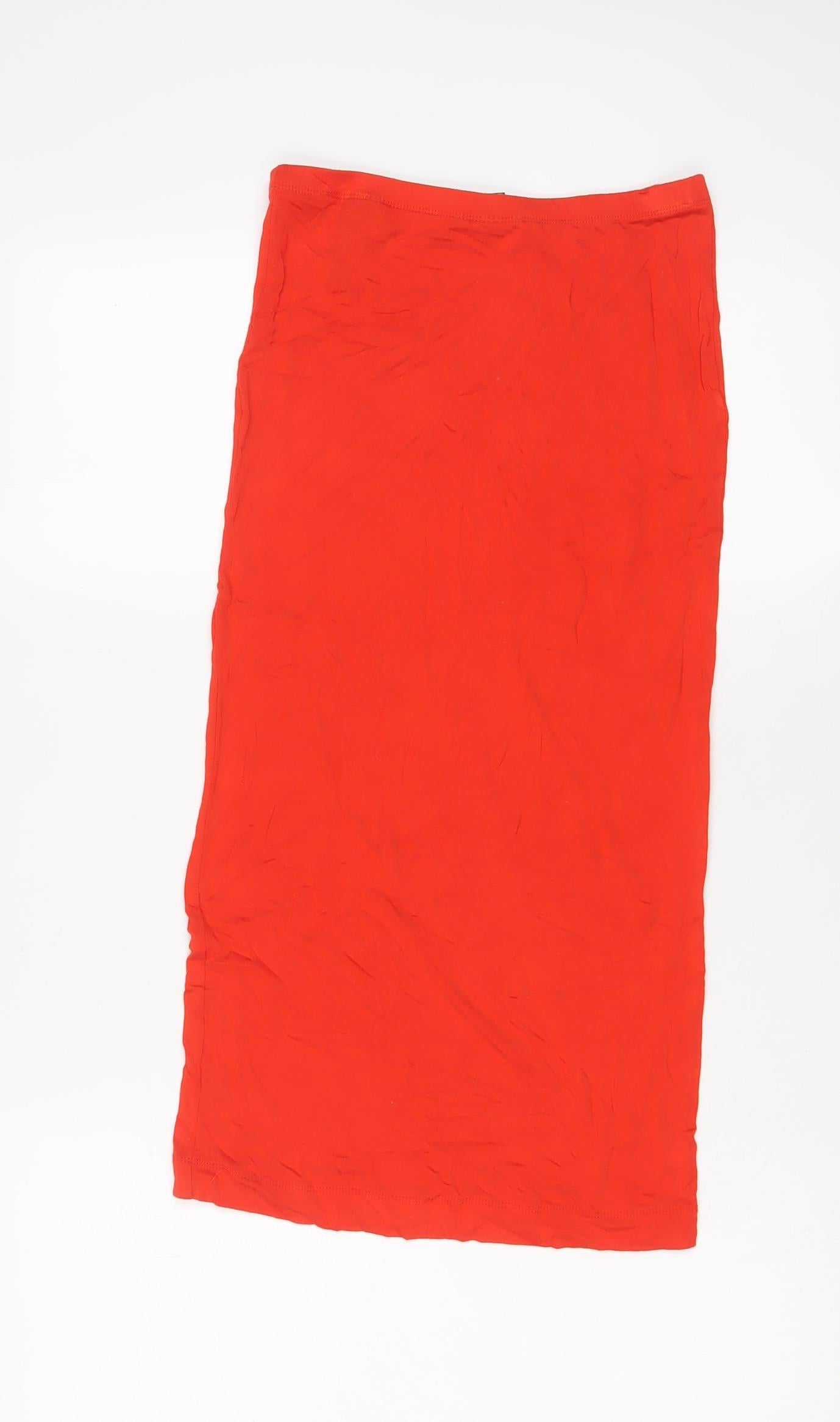 H&M Womens Red Viscose A-Line Skirt Size XS