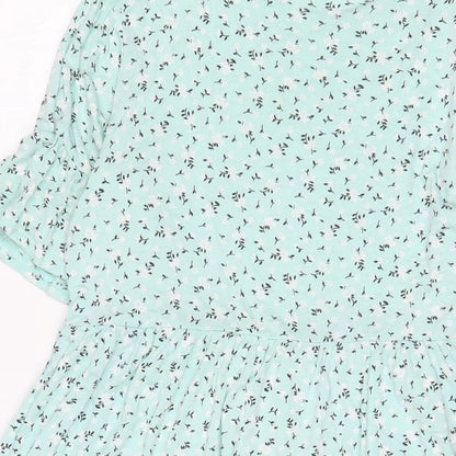 Boohoo Womens Blue Fair Isle Viscose A-Line Size 8 Crew Neck Pullover
