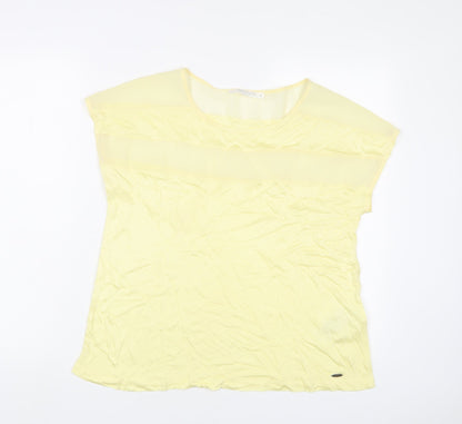 Betty & Co Womens Yellow Viscose Basic T-Shirt Size M Crew Neck