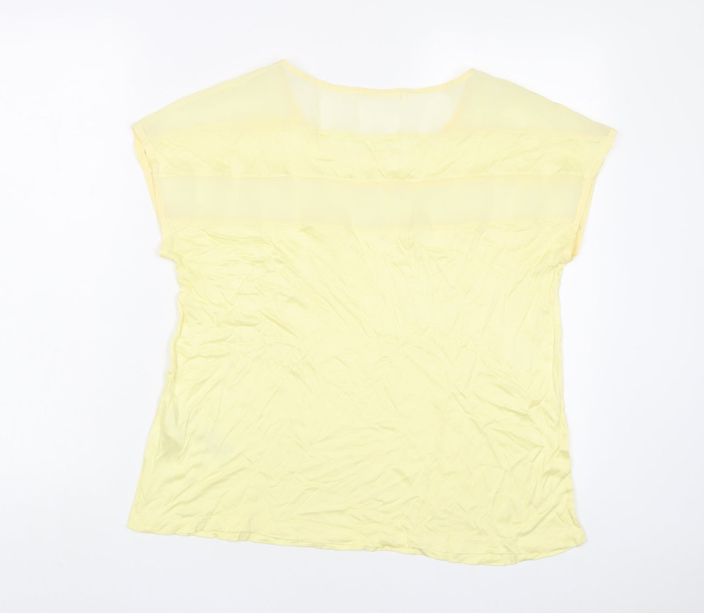 Betty & Co Womens Yellow Viscose Basic T-Shirt Size M Crew Neck