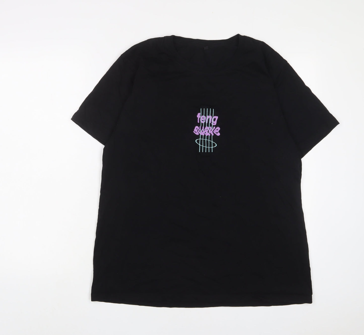 Fairwear Womens Black Cotton Basic T-Shirt Size L Crew Neck - Embroidered