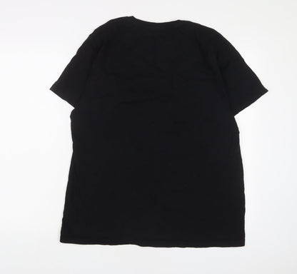 Fairwear Womens Black Cotton Basic T-Shirt Size L Crew Neck - Embroidered