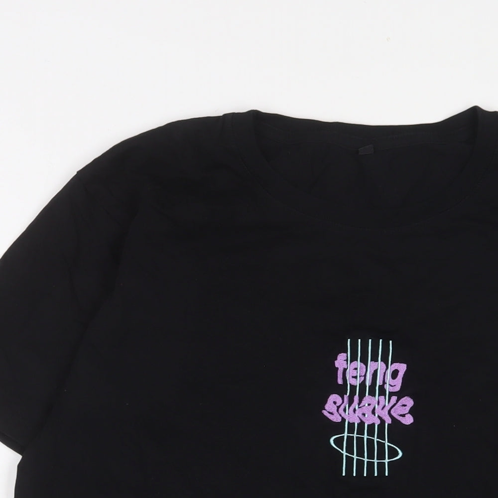 Fairwear Womens Black Cotton Basic T-Shirt Size L Crew Neck - Embroidered