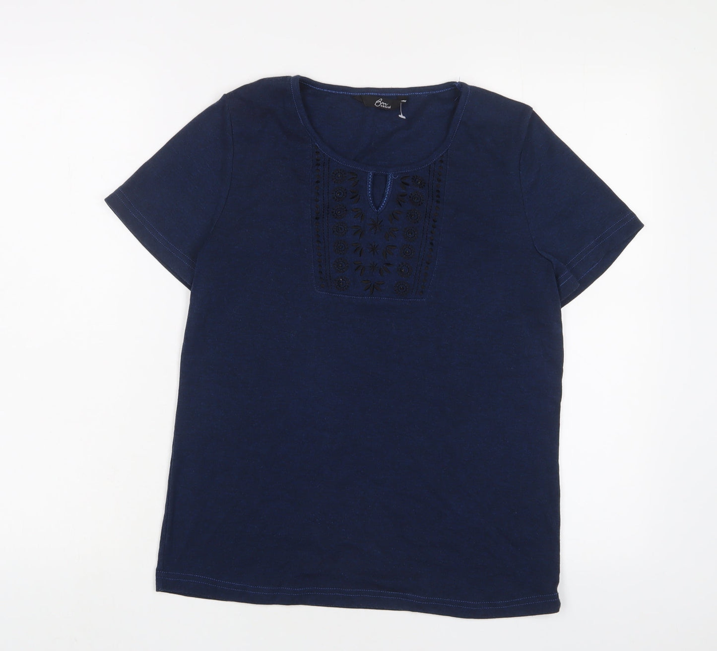 Womens UK Size M Bonmarché Blue Basic T-Shirt