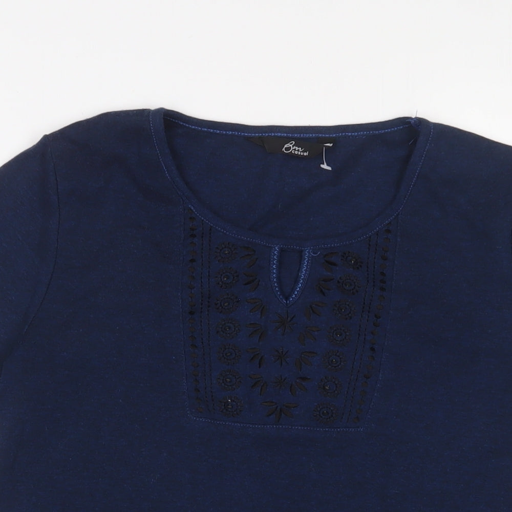 Womens UK Size M Bonmarché Blue Basic T-Shirt