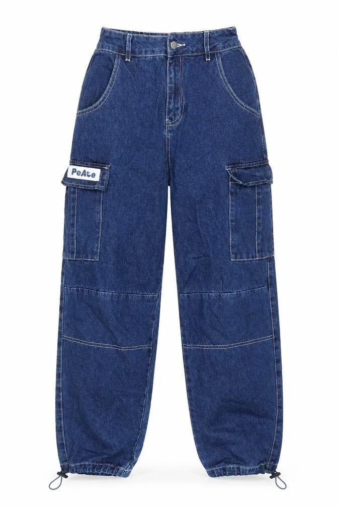 Mens UK Size 26 in PEACEBIRD Regular Fit Tapered Blue Jeans