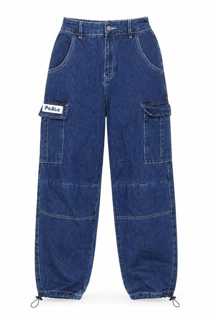 Mens UK Size 26 in PEACEBIRD Regular Fit Tapered Blue Jeans