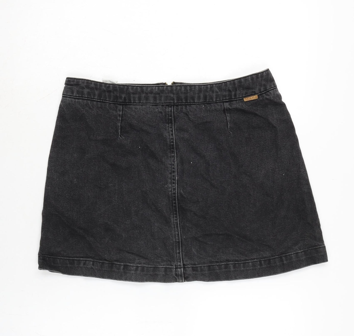 Pull&Bear Womens Grey Cotton A-Line Skirt Size L Zip