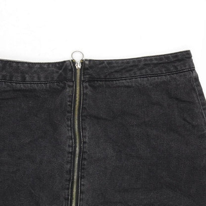 Pull&Bear Womens Grey Cotton A-Line Skirt Size L Zip