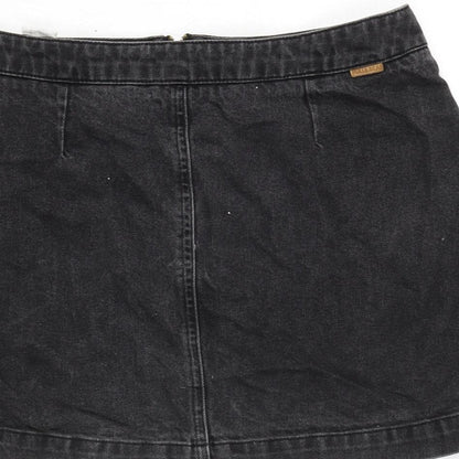 Pull&Bear Womens Grey Cotton A-Line Skirt Size L Zip
