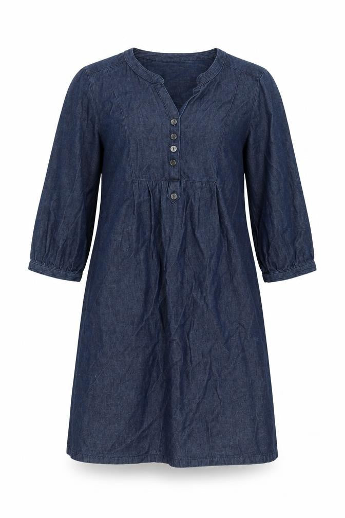 F&F Womens Blue Cotton A-Line Size 12 Crew Neck Button
