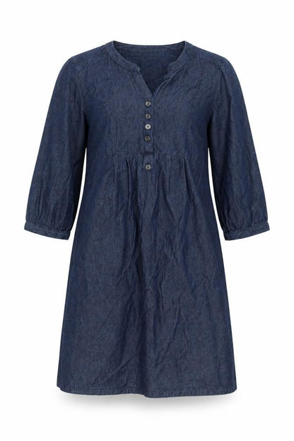 F&F Womens Blue Cotton A-Line Size 12 Crew Neck Button