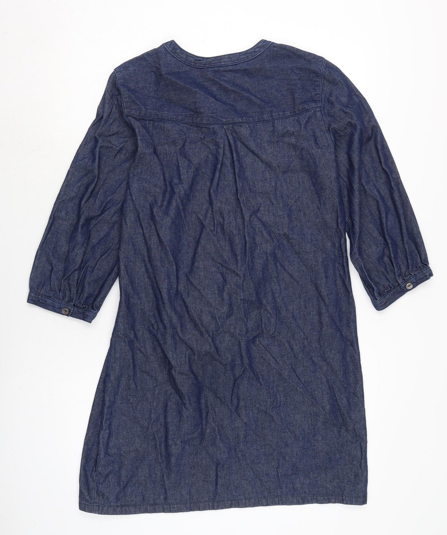 F&F Womens Blue Cotton A-Line Size 12 Crew Neck Button