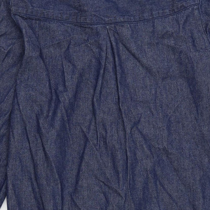 F&F Womens Blue Cotton A-Line Size 12 Crew Neck Button