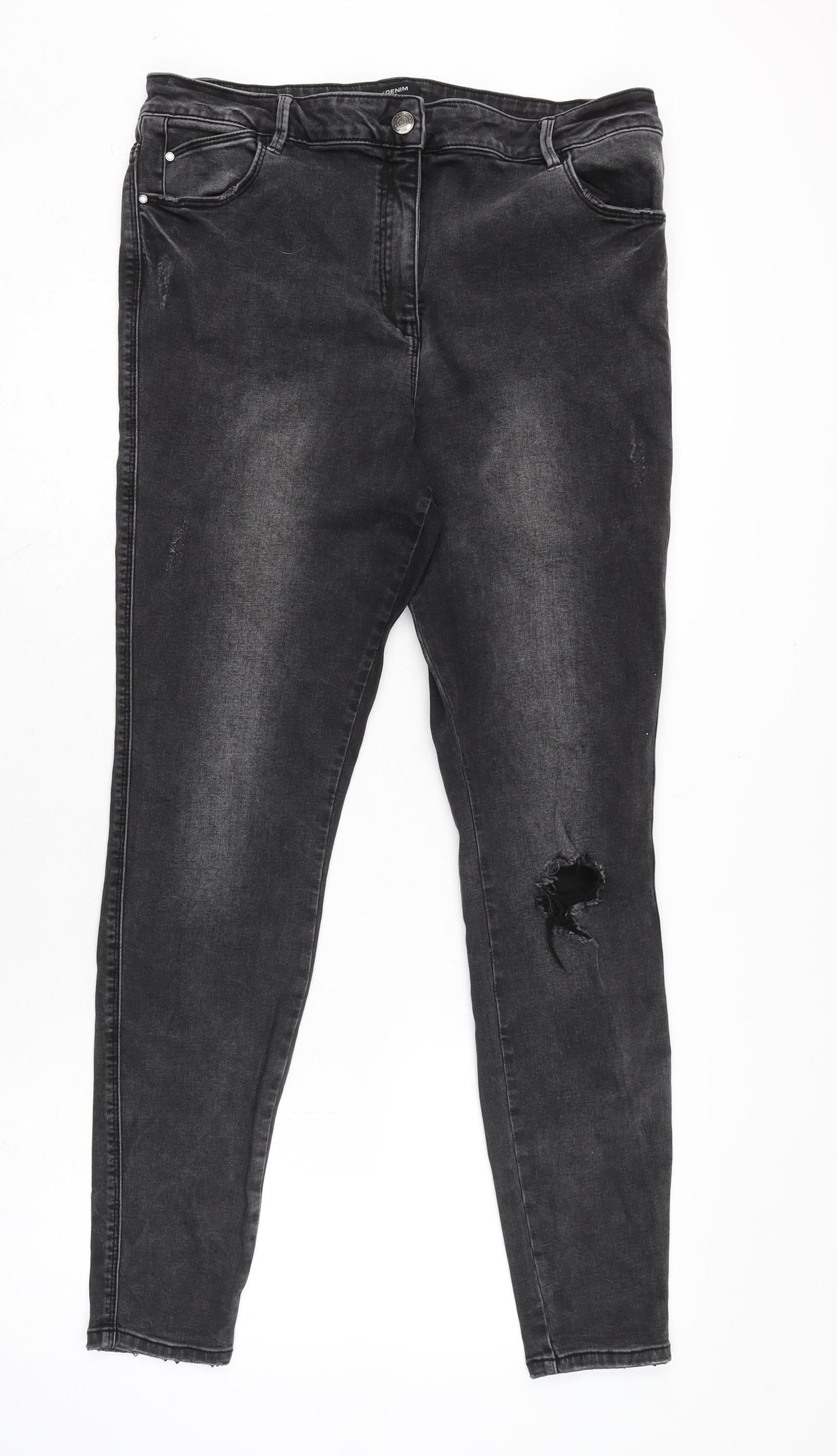 Womens UK Size 18 Denim Regular Fit Tapered Grey Jeans