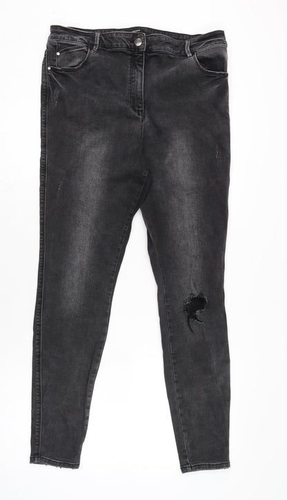 Womens UK Size 18 Denim Regular Fit Tapered Grey Jeans