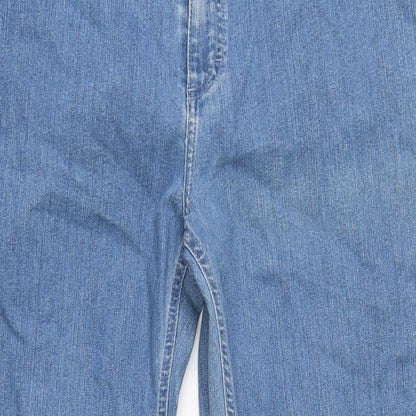 Maurice Abot Womens Blue Cotton Blend Straight Jeans Size 34 in L29 in Regular Zip