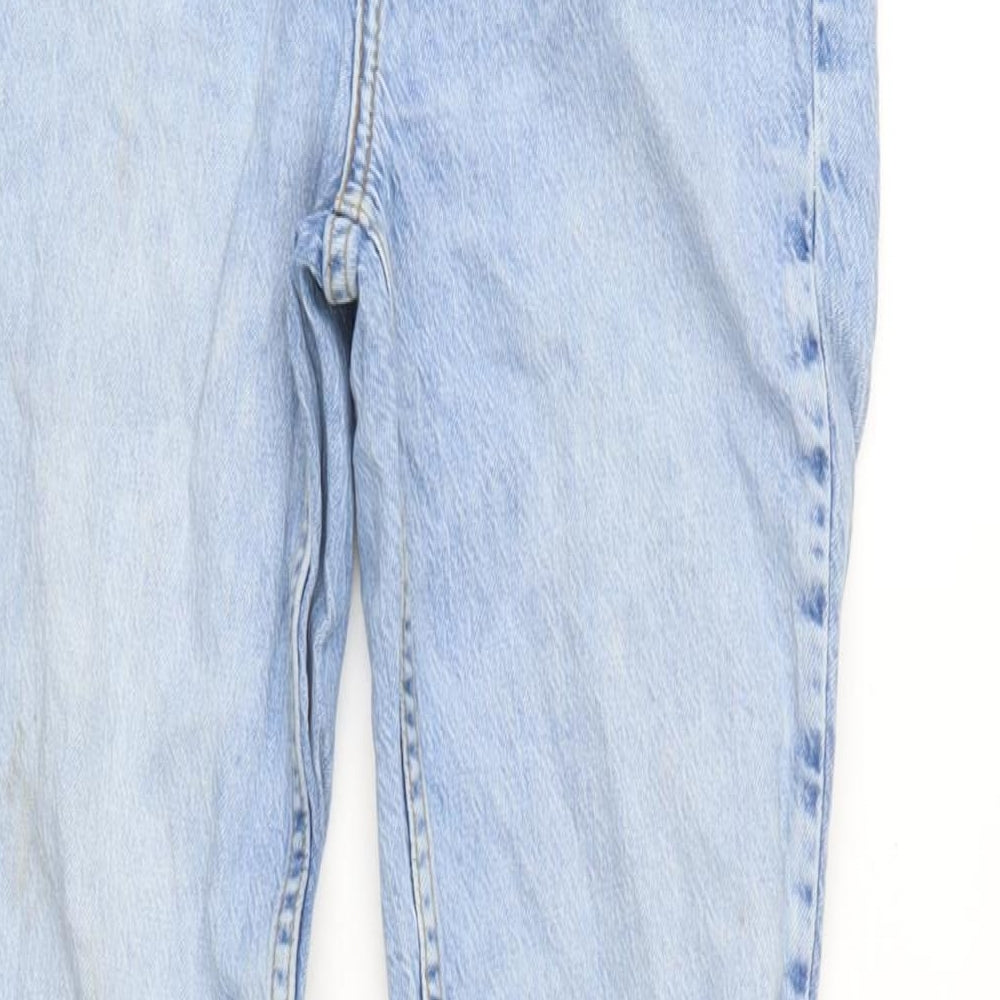 Zara Womens Blue Cotton Blend Bootcut Jeans Size 10 L31 in Regular Zip - Inside side vents to legs.